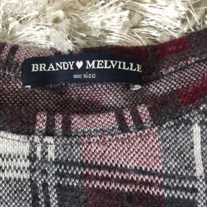 Brandy Melville Plaid Cropped Wool T-Shirt
